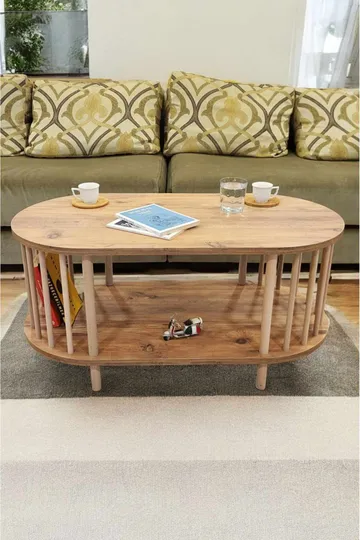 Sofabord Hanah Home Peka Round (90 x 43 x 45 cm) Furu - Furu - Møbler - Bord - Sofabord & salongbord