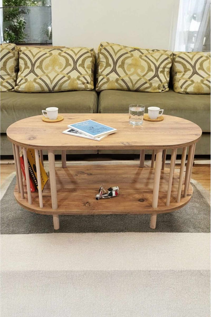 Sofabord Hanah Home Peka Round (90 x 43 x 45 cm) Furu - Furu - Møbler - Bord - Sofabord & salongbord