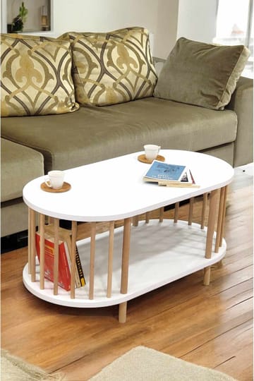 Sofabord Hanah Home Peka Round (90 x 43 x 45 cm) Hvit - Hvit - Møbler - Bord - Sofabord & salongbord
