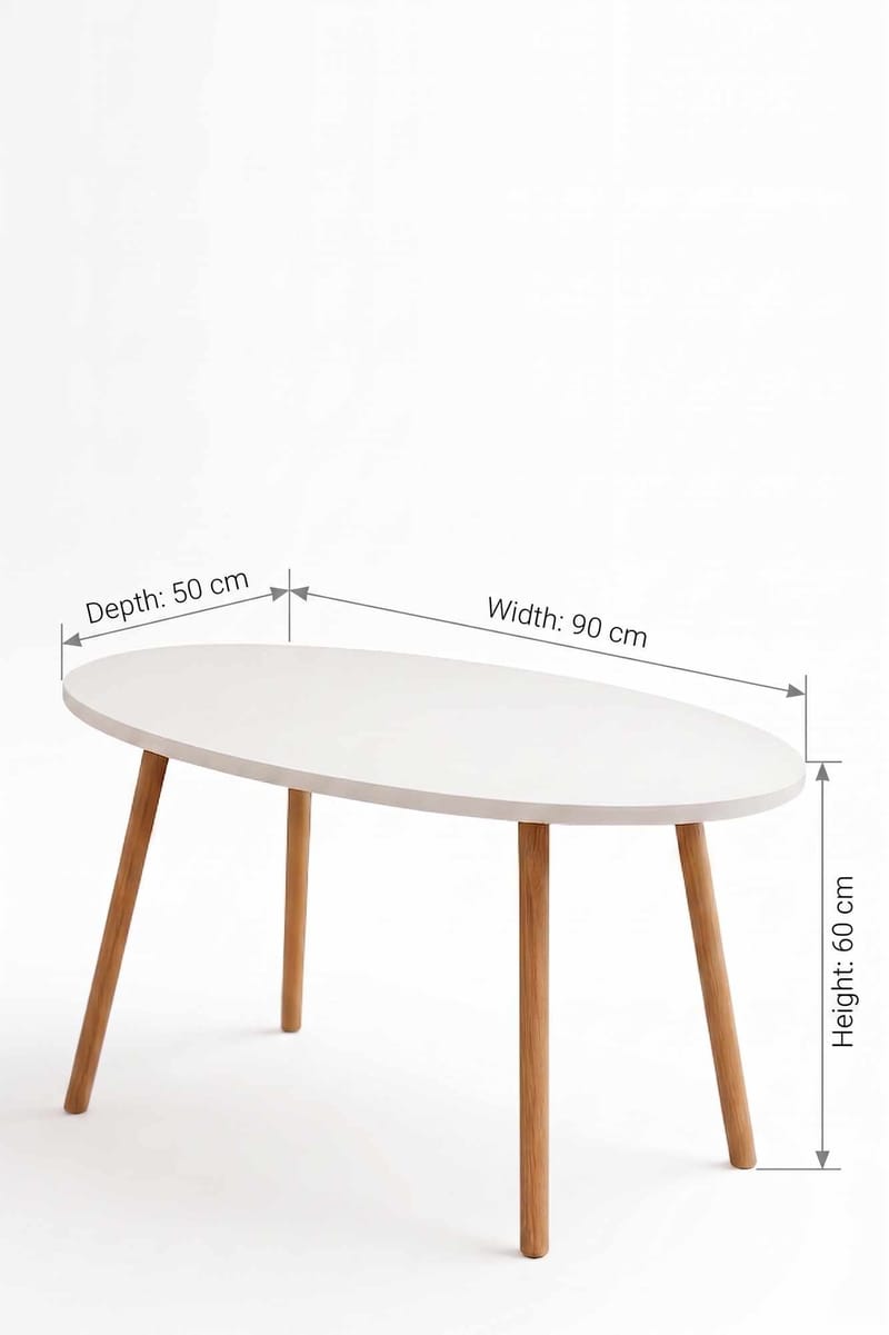 Sofabord Hanah Home Peka Low (90 x 60 x 50 cm) Hvit - Hvit - Møbler - Bord - Sofabord & salongbord