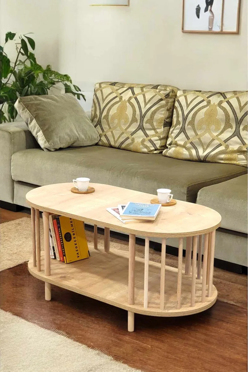 Sofabord Hanah Home Peka Round (90 x 43 x 45 cm) Sapphire Oak, Sapphire Oak