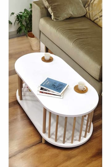 Sofabord Hanah Home Peka Round (90 x 43 x 45 cm) Hvit - Hvit - Møbler - Bord - Sofabord & salongbord