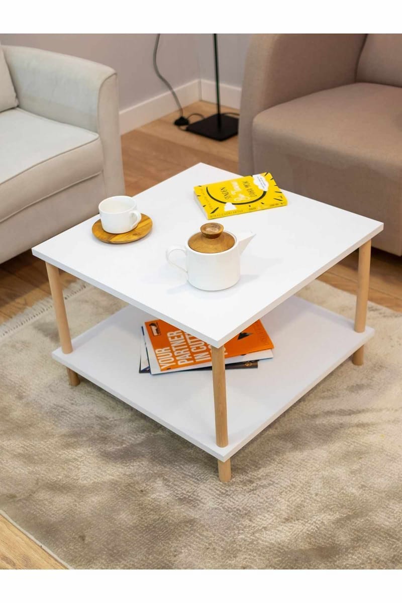 Sofabord Hanah Home Peka Mini (60 x 42,5 x 60 cm) Hvit - Hvit - Møbler - Bord - Sofabord & salongbord
