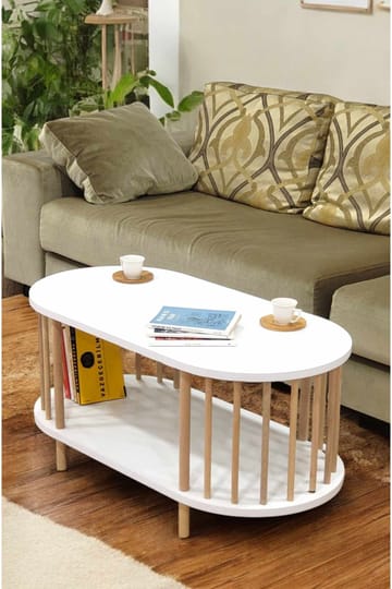 Sofabord Hanah Home Peka Round (90 x 43 x 45 cm) Hvit - Hvit - Møbler - Bord - Sofabord & salongbord