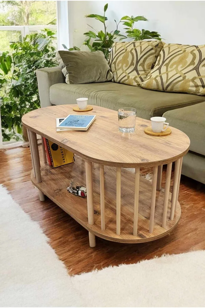 Sofabord Hanah Home Peka Round (90 x 43 x 45 cm) Furu - Furu - Møbler - Bord - Sofabord & salongbord