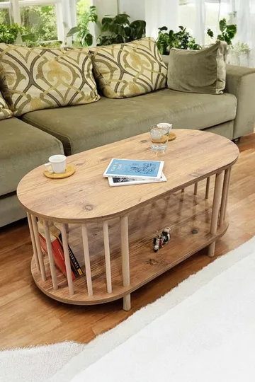 Sofabord Hanah Home Peka Round (90 x 43 x 45 cm) Furu - Furu - Møbler - Bord - Sofabord & salongbord