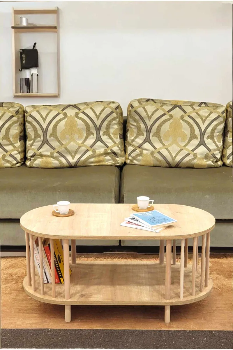 Sofabord Hanah Home Peka Round (90 x 43 x 45 cm) Sapphire Oak - Sapphire Oak - Møbler - Bord - Sofabord & salongbord