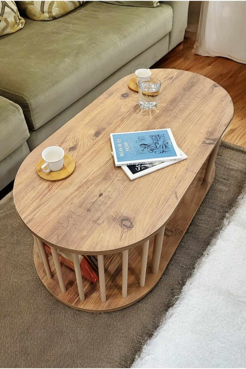 Sofabord Hanah Home Peka Round (90 x 43 x 45 cm) Furu - Furu - Møbler - Bord - Sofabord & salongbord