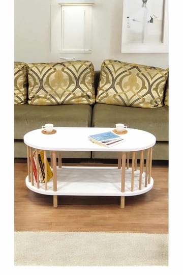 Sofabord Hanah Home Peka Round (90 x 43 x 45 cm) Hvit - Hvit - Møbler - Bord - Sofabord & salongbord