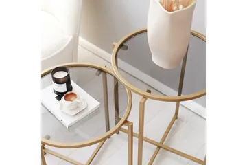 Hardinwre Settbord 50 cm Runt 2- pk - Røykfylt / Gull - Møbler - Bord - Sofabord & salongbord