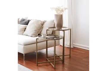 Hardinwre Settbord 50 cm Runt 2- pk - Røykfylt / Gull - Møbler - Bord - Sofabord & salongbord