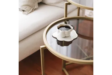 Hardinwre Settbord 50 cm Runt 2- pk - Røykfylt / Gull - Møbler - Bord - Sofabord & salongbord