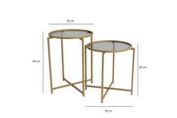 Hardinwre Settbord 50 cm Runt 2- pk - Røykfylt / Gull - Møbler - Bord - Sofabord & salongbord