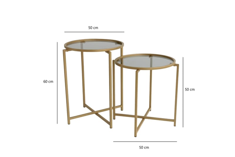 Hardinwre Settbord 50 cm Runt 2- pk - Røykfylt / Gull - Møbler - Bord - Sofabord & salongbord