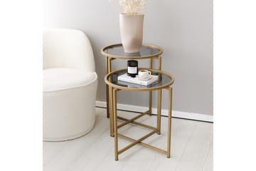 Hardinwre Settbord 50 cm Runt 2- pk - Røykfylt / Gull - Møbler - Bord - Sofabord & salongbord