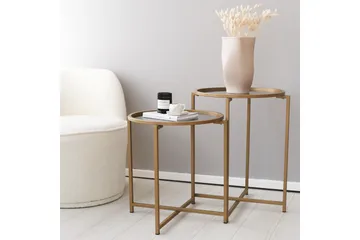 Hardinwre Sofabord 50 cm Rundt 2-pk - Gull/Røykfarget - Møbler - Bord - Sofabord & salongbord