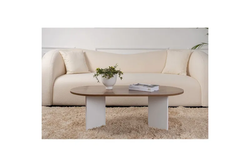 Sofabord Hasina Valnøtt Hvit - Valnøtt Hvit - Møbler - Bord - Sofabord & salongbord