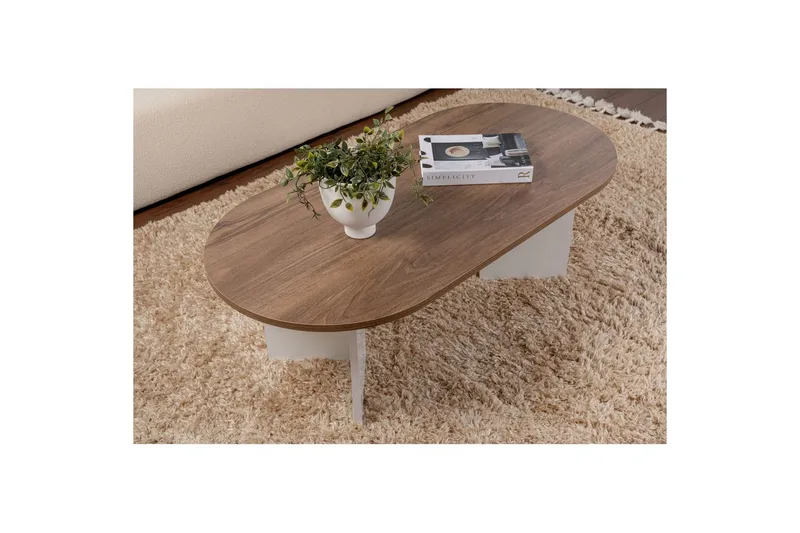 Sofabord Hasina Valnøtt Hvit - Valnøtt Hvit - Møbler - Bord - Sofabord & salongbord