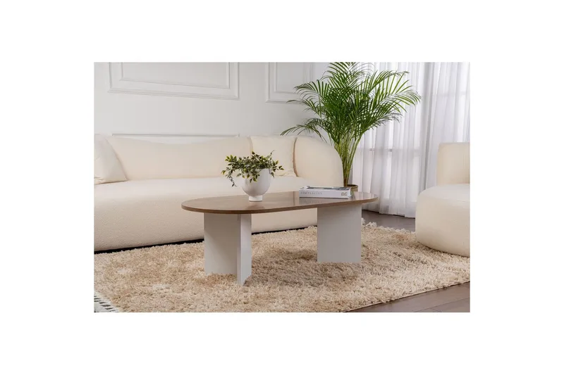 Sofabord Hasina Valnøtt Hvit - Valnøtt Hvit - Møbler - Bord - Sofabord & salongbord