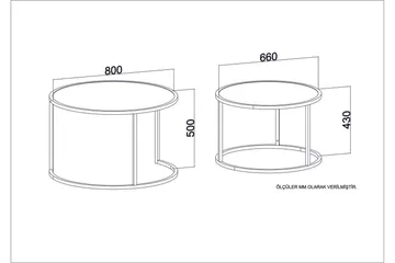 Hejde Settbord 80 cm Rundt 2 Bord - Lysebrun/Svart - Møbler - Bord - Sofabord & salongbord