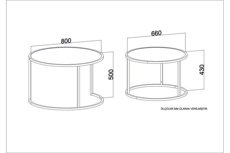 Hejde Settbord 80 cm Rundt 2 Bord - Lysebrun/Svart - Møbler - Bord - Sofabord & salongbord
