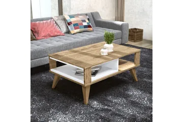 Hejde Sofabord 90 cm med Oppbevaringshylle - Brun/Hvit - Møbler - Bord - Sofabord & salongbord - Sofabord med oppbevaring