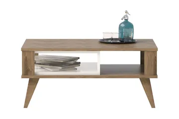 Hejde Sofabord 90 cm med Oppbevaringshylle - Brun/Hvit - Møbler - Bord - Sofabord & salongbord - Sofabord med oppbevaring