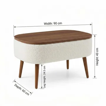 Sofabord Homitis Noya (90 x 43 x 60 cm) Hvit valnøtt - Møbler - Bord - Sofabord & salongbord