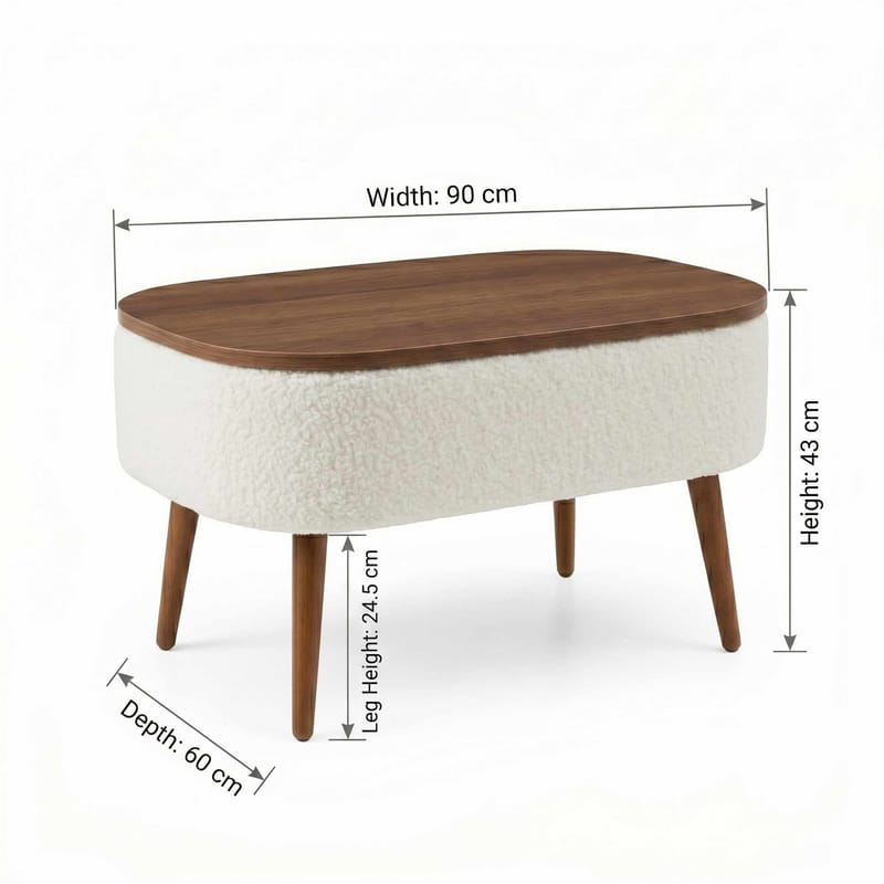 Sofabord Homitis Noya (90 x 43 x 60 cm) Hvit valnøtt - Møbler - Bord - Sofabord & salongbord