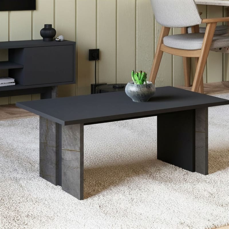 Sofabord Homitis Ravello (90 x 40 x 50 cm) Marmor antrasitt - Møbler - Bord - Sofabord & salongbord