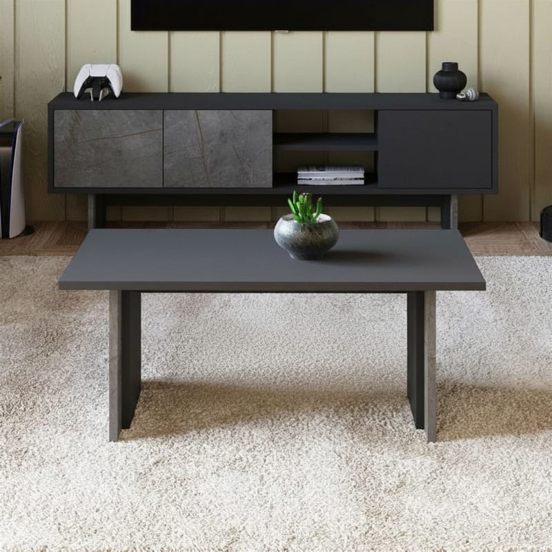Sofabord Homitis Ravello (90 x 40 x 50 cm) Marmor antrasitt - Møbler - Bord - Sofabord & salongbord