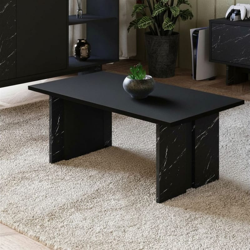 Sofabord Homitis Ravello (90 x 40 x 50 cm) Svart marmor - Møbler - Bord - Sofabord & salongbord