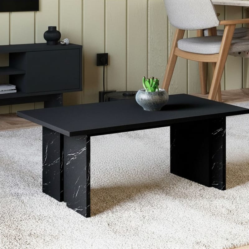Sofabord Homitis Ravello (90 x 40 x 50 cm) Svart marmor - Møbler - Bord - Sofabord & salongbord