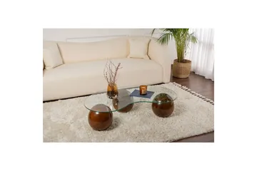 Sofabord Homitis Sofabord Jaromere Valnøtt / Transparent Mellommørkt tre, flerfarget - Møbler - Bord - Sofabord & salongbord