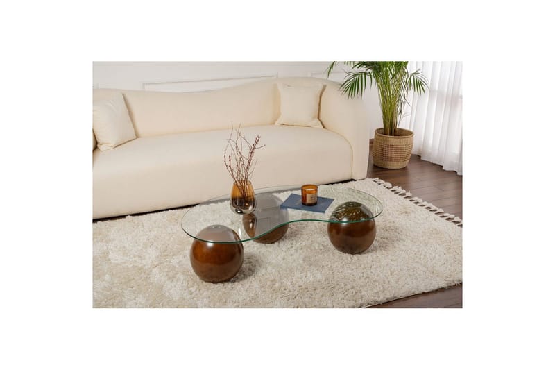 Sofabord Homitis Sofabord Jaromere Valnøtt / Transparent Mellommørkt tre, flerfarget - Møbler - Bord - Sofabord & salongbord