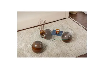 Sofabord Homitis Sofabord Jaromere Valnøtt / Transparent Mellommørkt tre, flerfarget - Møbler - Bord - Sofabord & salongbord