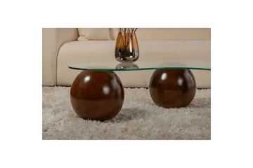 Sofabord Homitis Sofabord Jaromere Valnøtt / Transparent Mellommørkt tre, flerfarget - Møbler - Bord - Sofabord & salongbord