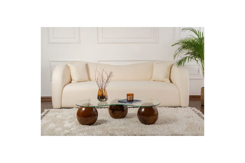 Sofabord Homitis Sofabord Jaromere Valnøtt / Transparent Mellommørkt tre, flerfarget - Møbler - Bord - Sofabord & salongbord