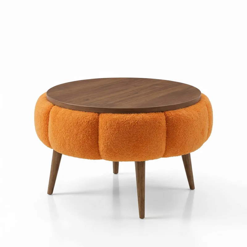 Sofabord Homitis Papatya 60 (Ø60 x H44 cm) Oransje valnøtt