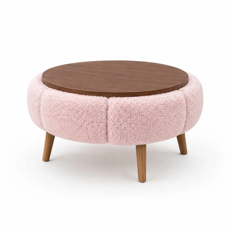 Sofabord Homitis Papatya 60 (Ø60 x H44 cm) Rosa valnøtt