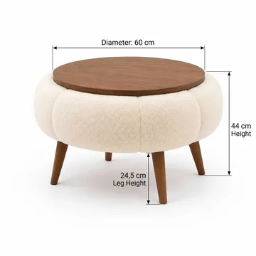 Sofabord Homitis Papatya 60 (Ø60 x H44 cm) Krem valnøtt - Møbler - Bord - Sofabord & salongbord