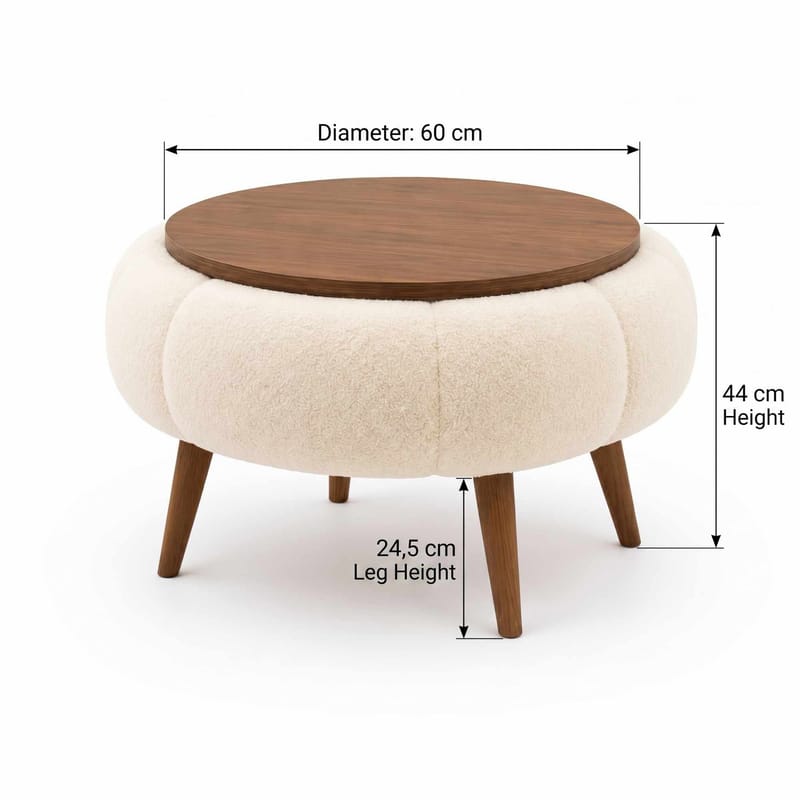 Sofabord Homitis Papatya 60 (Ø60 x H44 cm) Krem valnøtt - Møbler - Bord - Sofabord & salongbord