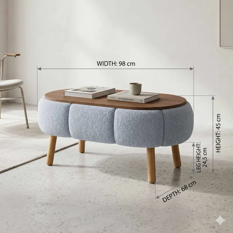 Sofabord Homitis Papatya (98 x 45 x 68 cm) Grå - Møbler - Bord - Sofabord & salongbord