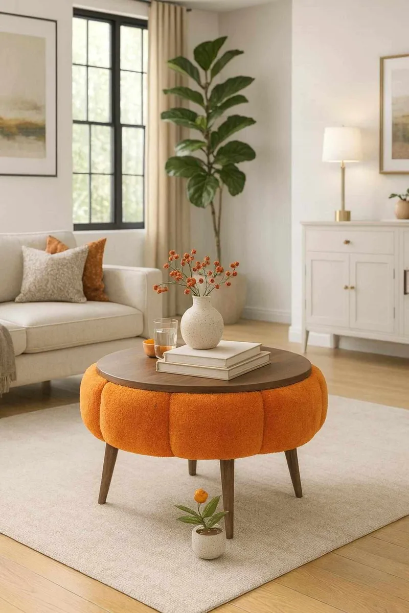 Sofabord Homitis Papatya 60 (Ø60 x H44 cm) Oransje valnøtt - Møbler - Bord - Sofabord & salongbord