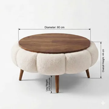 Sofabord Homitis Papatya 60 (Ø60 x H44 cm) Hvit valnøtt - Møbler - Bord - Sofabord & salongbord