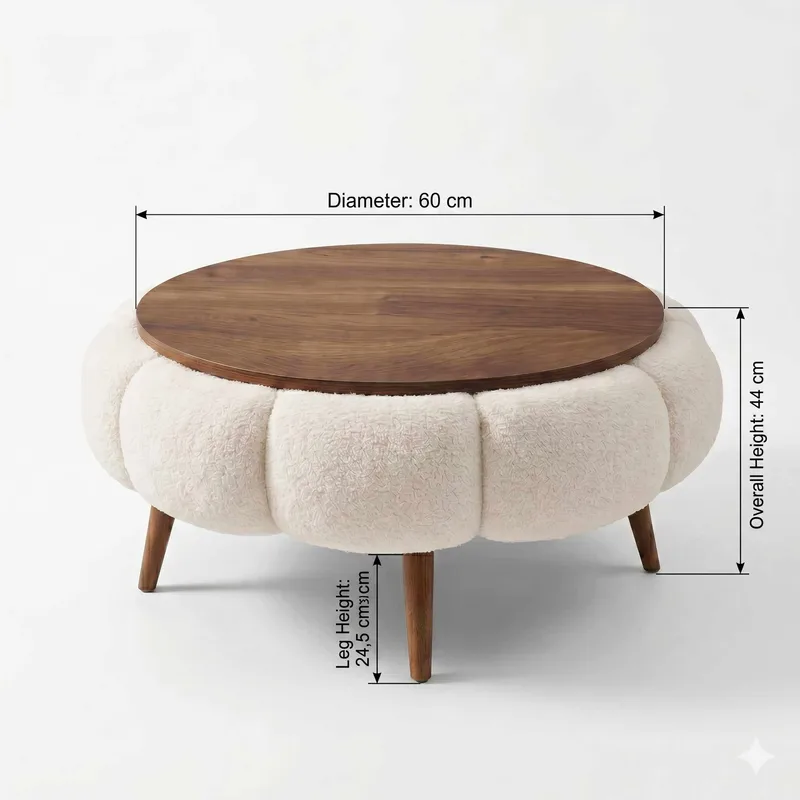 Sofabord Homitis Papatya 60 (Ø60 x H44 cm) Hvit valnøtt - Møbler - Bord - Sofabord & salongbord