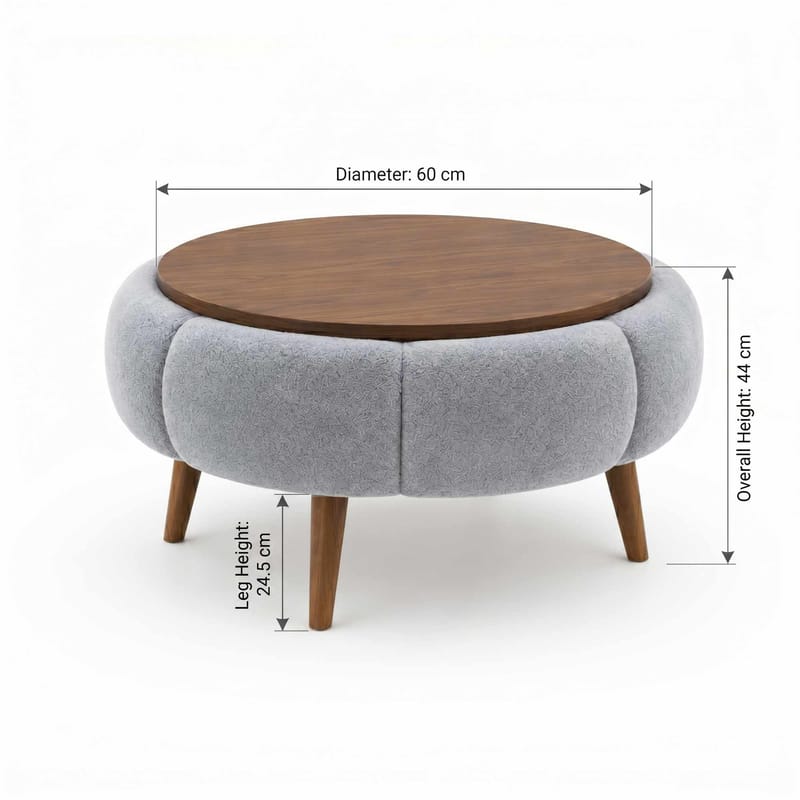 Sofabord Homitis Papatya 60 (Ø60 x H44 cm) Grå valnøtt - Møbler - Bord - Sofabord & salongbord