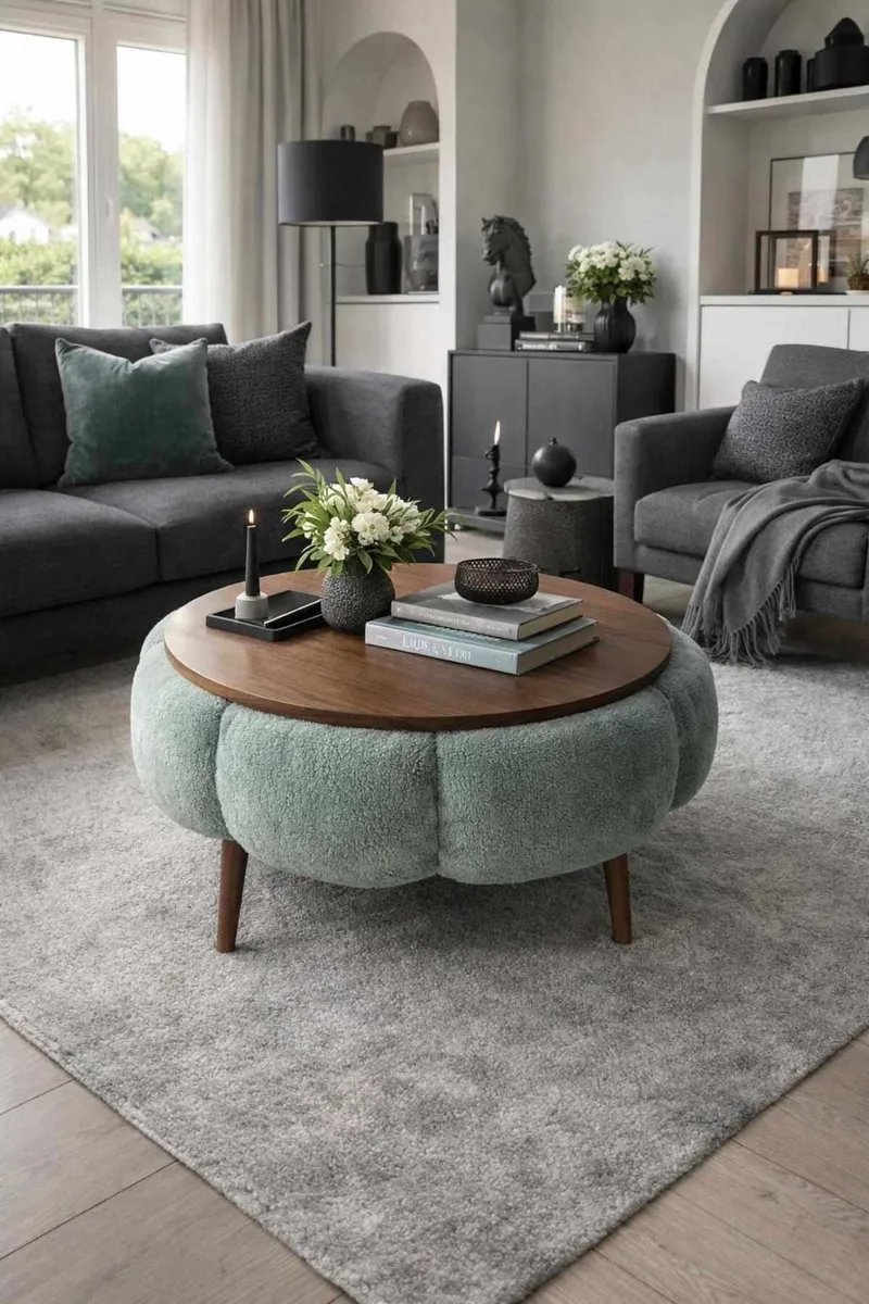 Sofabord Homitis Papatya 60 (Ø60 x H44 cm) Grønn valnøtt - Møbler - Bord - Sofabord & salongbord