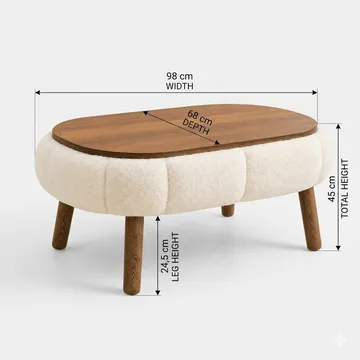 Sofabord Homitis Papatya (98 x 45 x 68 cm) Hvit - Møbler - Bord - Sofabord & salongbord