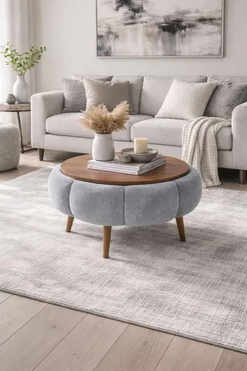 Sofabord Homitis Papatya 60 (Ø60 x H44 cm) Grå valnøtt - Møbler - Bord - Sofabord & salongbord